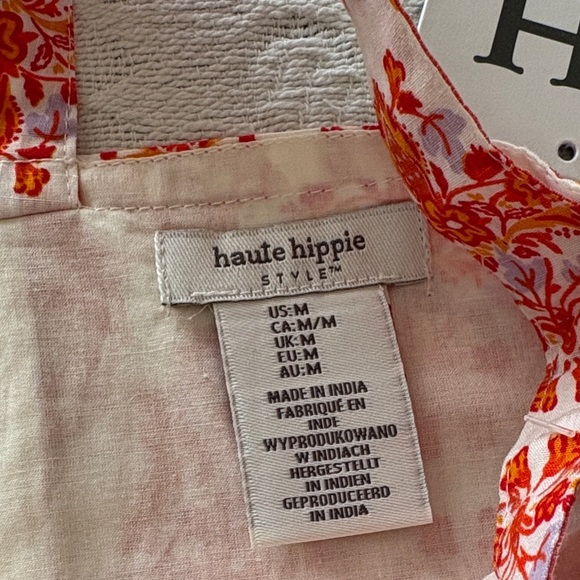BNWT Boho Style Floral Orange & Red 2pc Set By Haute Hippie “M Top S Bottom” - Picture 5 of 12